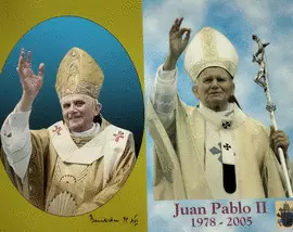 POSTAL PAPA BENEDICTO XVI Y PAPA JUAN PABLO II ORACIÓN