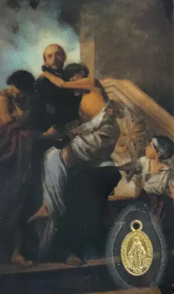 ESTAMPA SAN JUAN DE DIOS-MEDALLA MILAGROSA. ORACIÓN. PLASTIFICADA