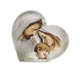 CUADRO MADERA CORAZÓN SAGRADA FAMILIA COLOR 20X18 CM