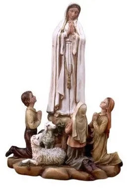 VIRGEN DE FÁTIMA CON PASTORES 20X15X