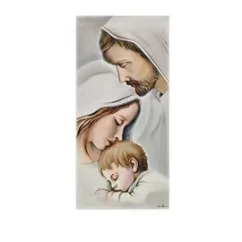 CUADRO MADERA SAGRADA FAMILIA COLOR DECOR. PLATA 6X12 CM