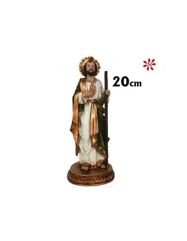 SAN JUDAS RESINA 20 CM. BASE REDONDA DORADA