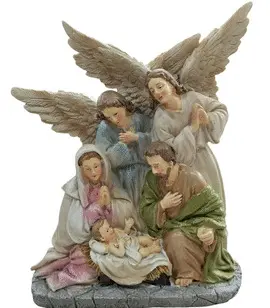 NACIMIENTO SAGRADA FAMILIA CON DOS ANGELES REINA,EN BLOQUE 25X21CM.