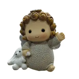 ANGEL  CON PELUCHE RESINA 9 CM.