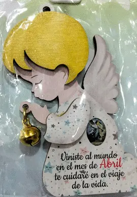 ANGEL DE LA GUARDA COLGANTE. CON CASCABEL.ABRIL