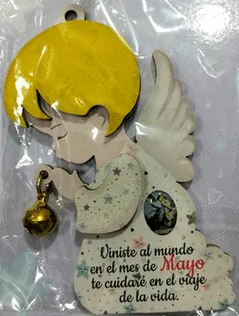 ANGEL DE LA GUARDA COLGANTE CON CASCABEL. MAYO