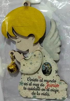 ANGEL DE LA GUARDA COLGANTE CON CASCABEL.JUNIO
