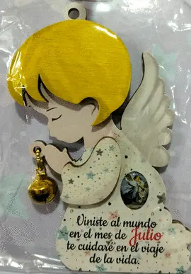 ANGEL DE LA GUARDA COLGANTE  CON CASCABEL.JULIO