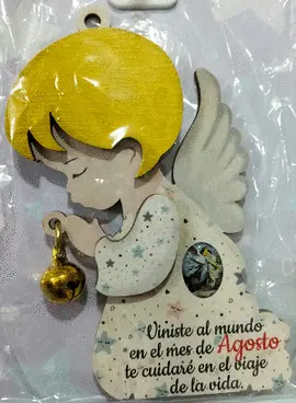 ANGEL DE LA GUARDA COLGANTE CON CASCABEL.AGOSTO