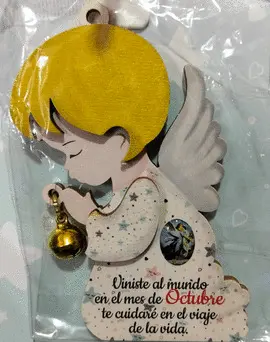 ANGEL DE LA GUARDA COLGANTE CON CASCABEL OCTUBRE