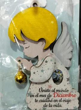 ANGEL DE LA GUARDA COLGANTE CON CASCABEL.DICIEMBRE-