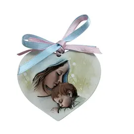 MEDALLA CUNA VIRGEN CON NIÑO. CORAZÓN