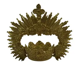 DIADEMA DE METAL DORADA: DIÁMETRO 6 CM, ALTURA 13,5 CM