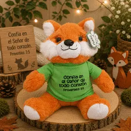 PELUCHE ZORRO ZIPPY: CONFÍA EN EL SEÑOR DE TODO CORAZÓN (PROVERBIOS 3:5)