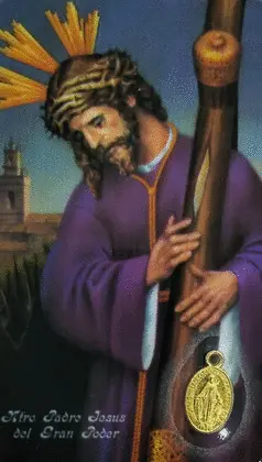 ESTAMPA JESÚS DEL GRAN PODER-MEDALLA MILAGROSA. ORACIÓN. PLASTIFICADA