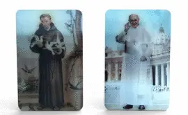 ESTAMPA LENTICULAR- S. FRANCISCO Y PAPA FRANCISCO. ORACIÓN. PLASTIFICADA