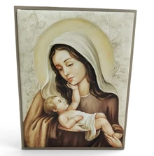 CUADRO TELA VIRGEN CON EL NIÑO