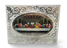 CUADRO SANTA CENA CRISTAL Y PORCELANA CON SOPORTE