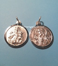 MEDALLA PLATA ESCAPULARIO CARMEN Y CORAZÓN DE JESÚS